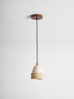 Arbor Nest Travertine Pendant Light with Rattan Accent