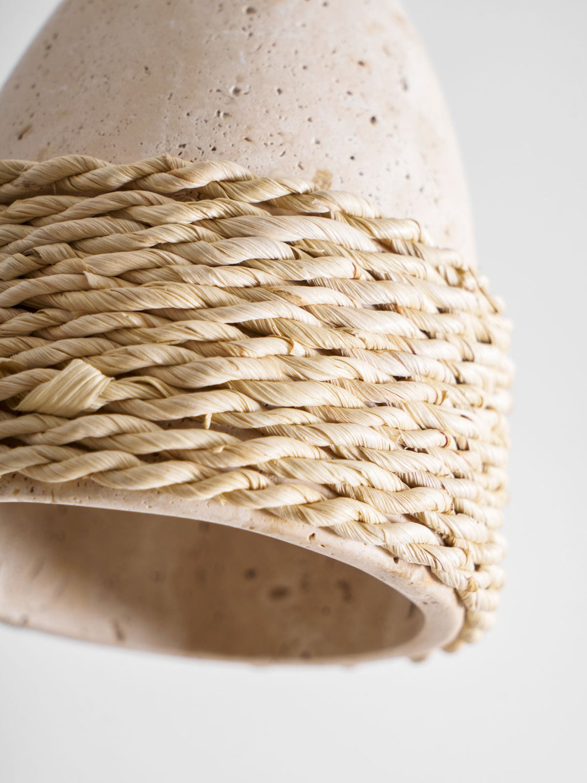 Arbor Nest Travertine Pendant Light with Rattan Accent