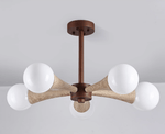 Arbor Travertine Chandelier | Natural Stone & Wood Pendant Light for Dining Room