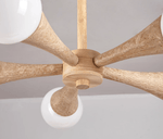 Arbor Travertine Chandelier | Natural Stone & Wood Pendant Light for Dining Room