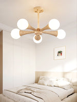 Arbor Travertine Chandelier | Natural Stone & Wood Pendant Light for Dining Room