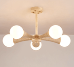 Arbor Travertine Chandelier | Natural Stone & Wood Pendant Light for Dining Room