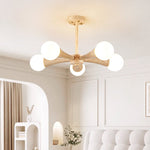 Arbor Travertine Chandelier | Natural Stone & Wood Pendant Light for Dining Room