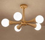 Arbor Travertine Chandelier | Natural Stone & Wood Pendant Light for Dining Room
