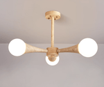 Arbor Travertine Chandelier | Natural Stone & Wood Pendant Light for Dining Room