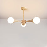 Arbor Travertine Chandelier | Natural Stone & Wood Pendant Light for Dining Room
