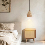 Arbor Nest Travertine Pendant Light with Rattan Accent