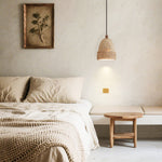 Arbor Nest Travertine Pendant Light with Rattan Accent
