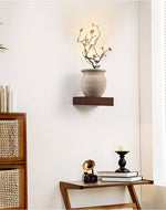 Arbor Sculptural Wall Sconce in Yellow Travertine and Wood