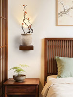 Arbor Sculptural Wall Sconce in Yellow Travertine and Wood