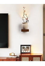 Arbor Sculptural Wall Sconce in Yellow Travertine and Wood
