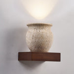 Arbor Sculptural Wall Sconce in Yellow Travertine and Wood