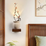 Arbor Sculptural Wall Sconce in Yellow Travertine and Wood