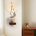 Arbor Sculptural Wall Sconce in Yellow Travertine and Wood