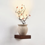 Arbor Sculptural Wall Sconce in Yellow Travertine and Wood