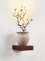 Arbor Sculptural Wall Sconce in Yellow Travertine and Wood