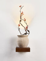 Arbor Sculptural Wall Sconce in Yellow Travertine and Wood