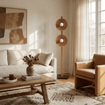 Arbor Twin Disc Floor Lamp — Sculptural Wooden Designer Floor Light