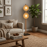 Arbor Twin Disc Floor Lamp — Sculptural Wooden Designer Floor Light