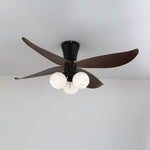 Arbora Bloom Ceiling Fan Light with Walnut Blades and Glass Globes