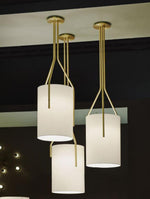Arborescence Brass Linen Chandelier – Modern Minimalist Pendant for Dining and Foyer