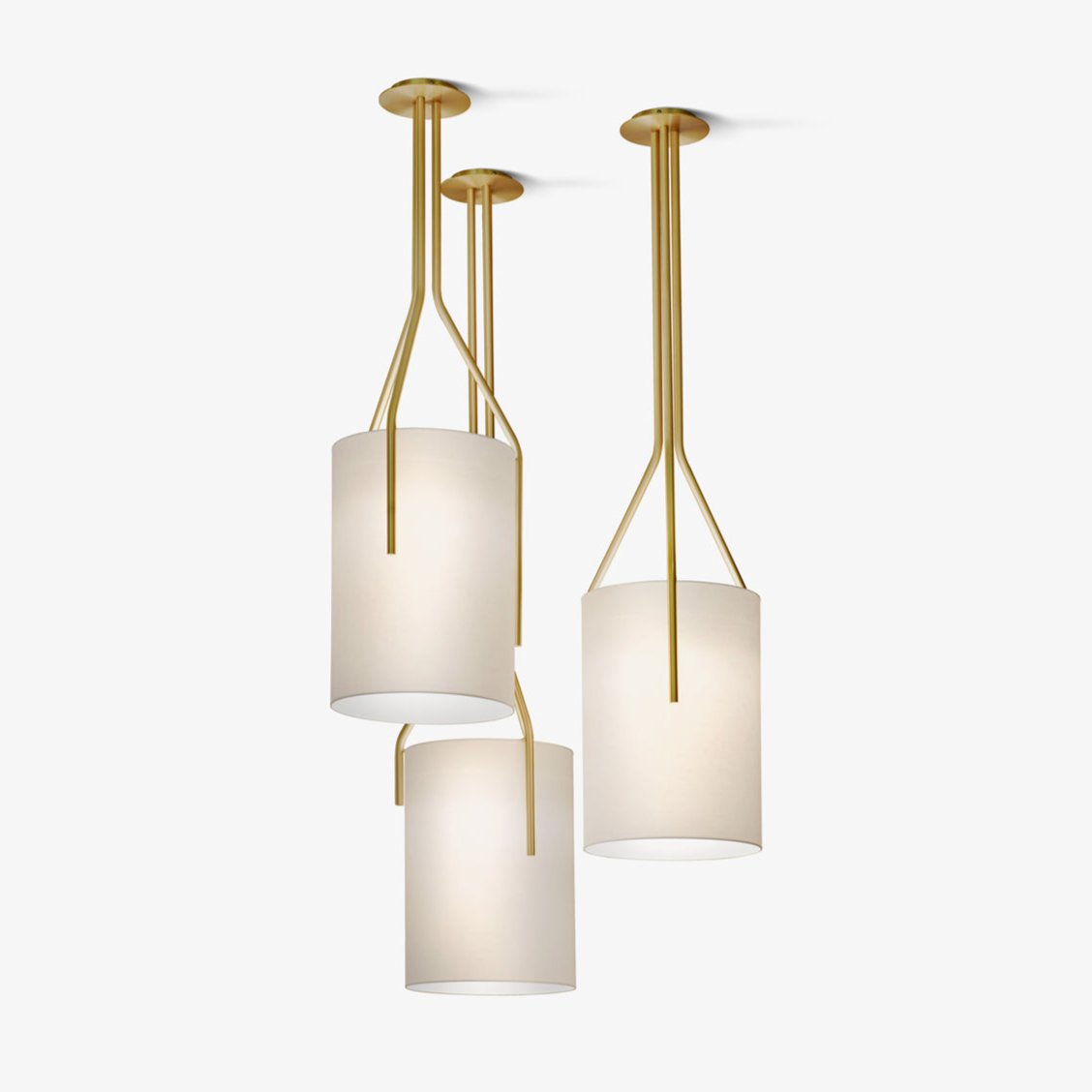 Arborescence Brass Linen Chandelier – Modern Minimalist Pendant for Dining and Foyer