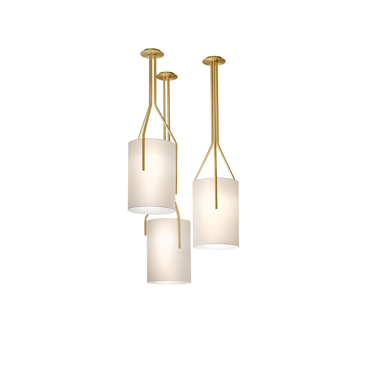 Arborescence Brass Linen Chandelier – Modern Minimalist Pendant for Dining and Foyer