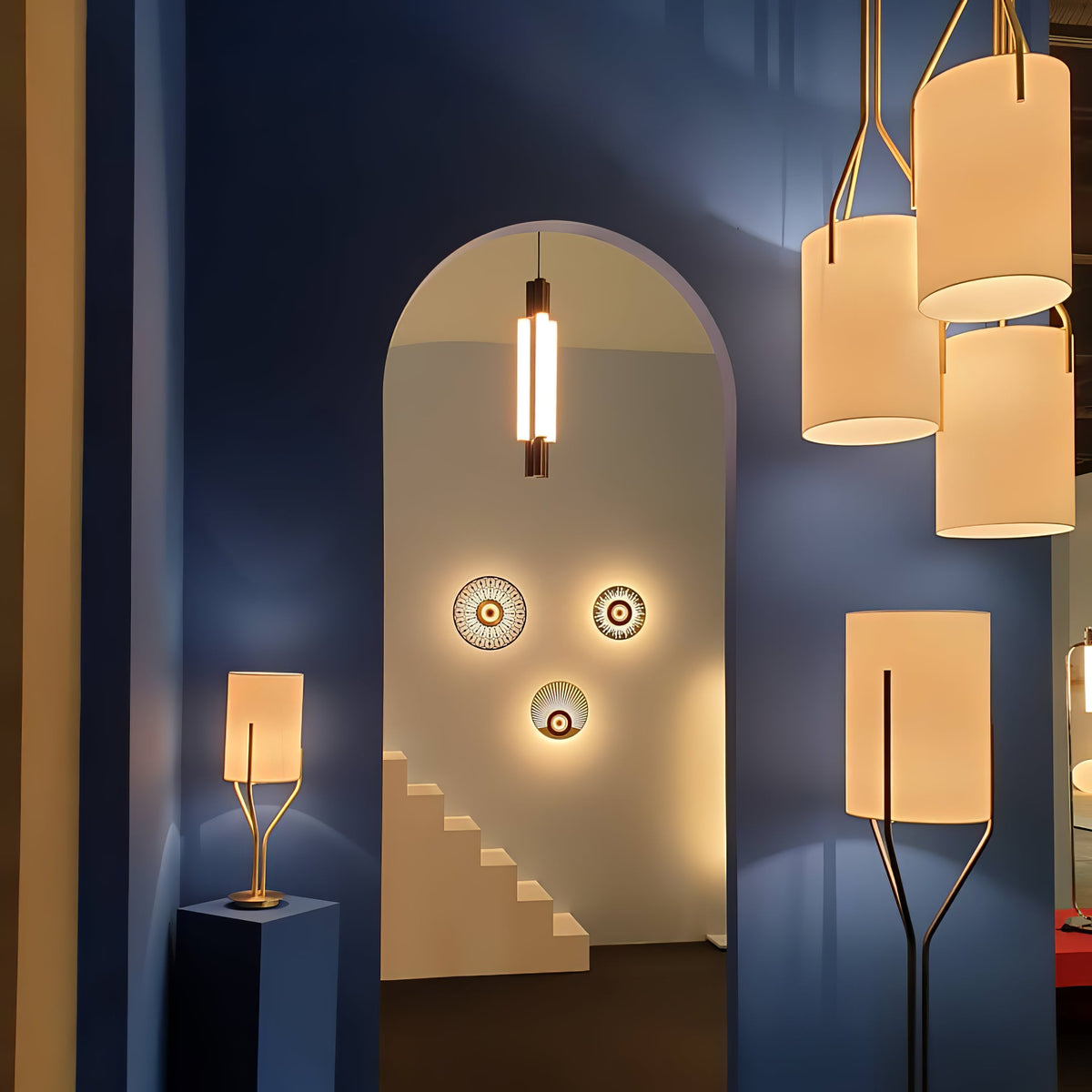 Arborescence Brass Linen Chandelier – Modern Minimalist Pendant for Dining and Foyer