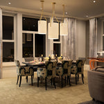 Arborescence Brass Linen Chandelier – Modern Minimalist Pendant for Dining and Foyer