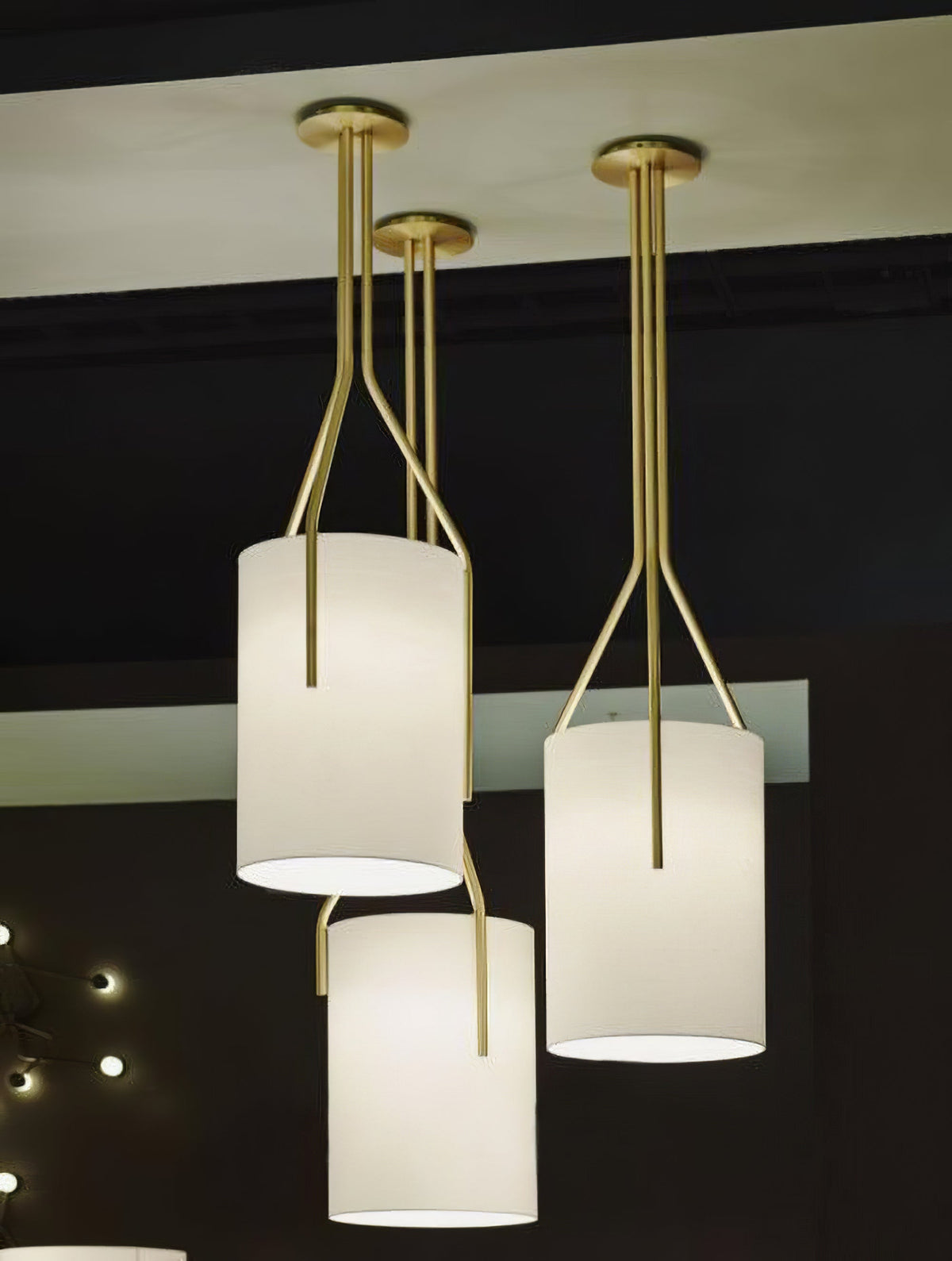 Arborescence Brass Linen Chandelier – Modern Minimalist Pendant for Dining and Foyer