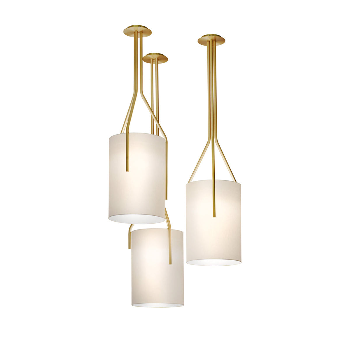 Arborescence Brass Linen Chandelier – Modern Minimalist Pendant for Dining and Foyer