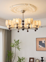 Arboris Floral Chandelier – Designer Fabric Pendant Light with Wood Accents