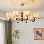 Arboris Floral Chandelier – Designer Fabric Pendant Light with Wood Accents