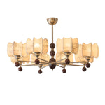 Arboris Floral Chandelier – Designer Fabric Pendant Light with Wood Accents