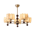 Arboris Floral Chandelier – Designer Fabric Pendant Light with Wood Accents