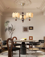 Arboris Floral Chandelier – Designer Fabric Pendant Light with Wood Accents