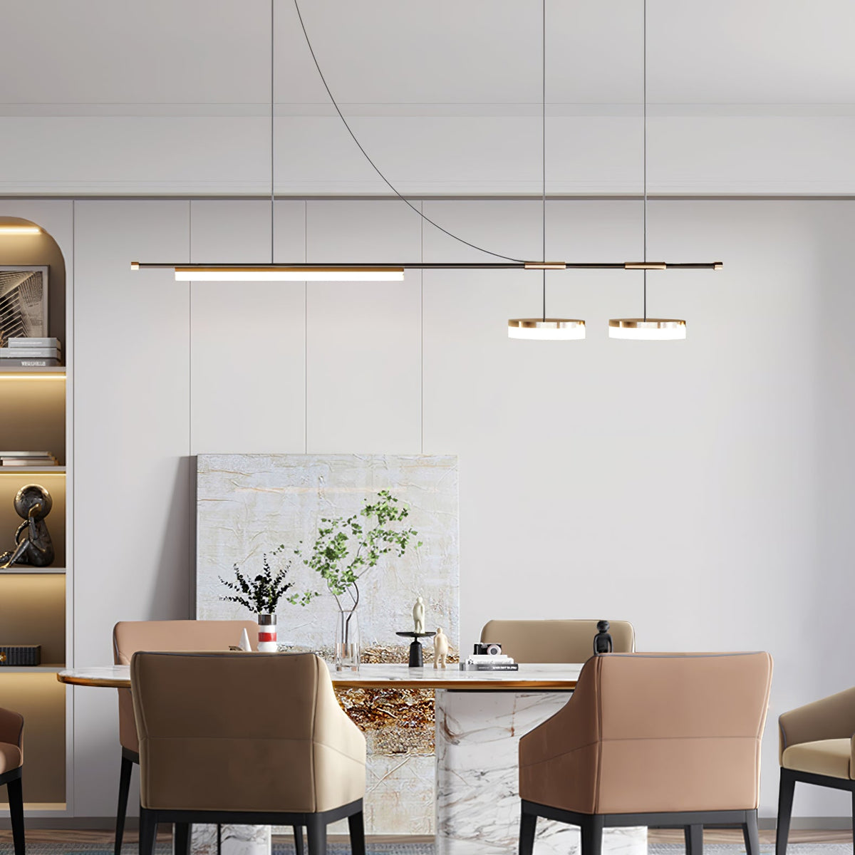 Arc Horizon Linear LED Island Pendant Light for Modern Interiors
