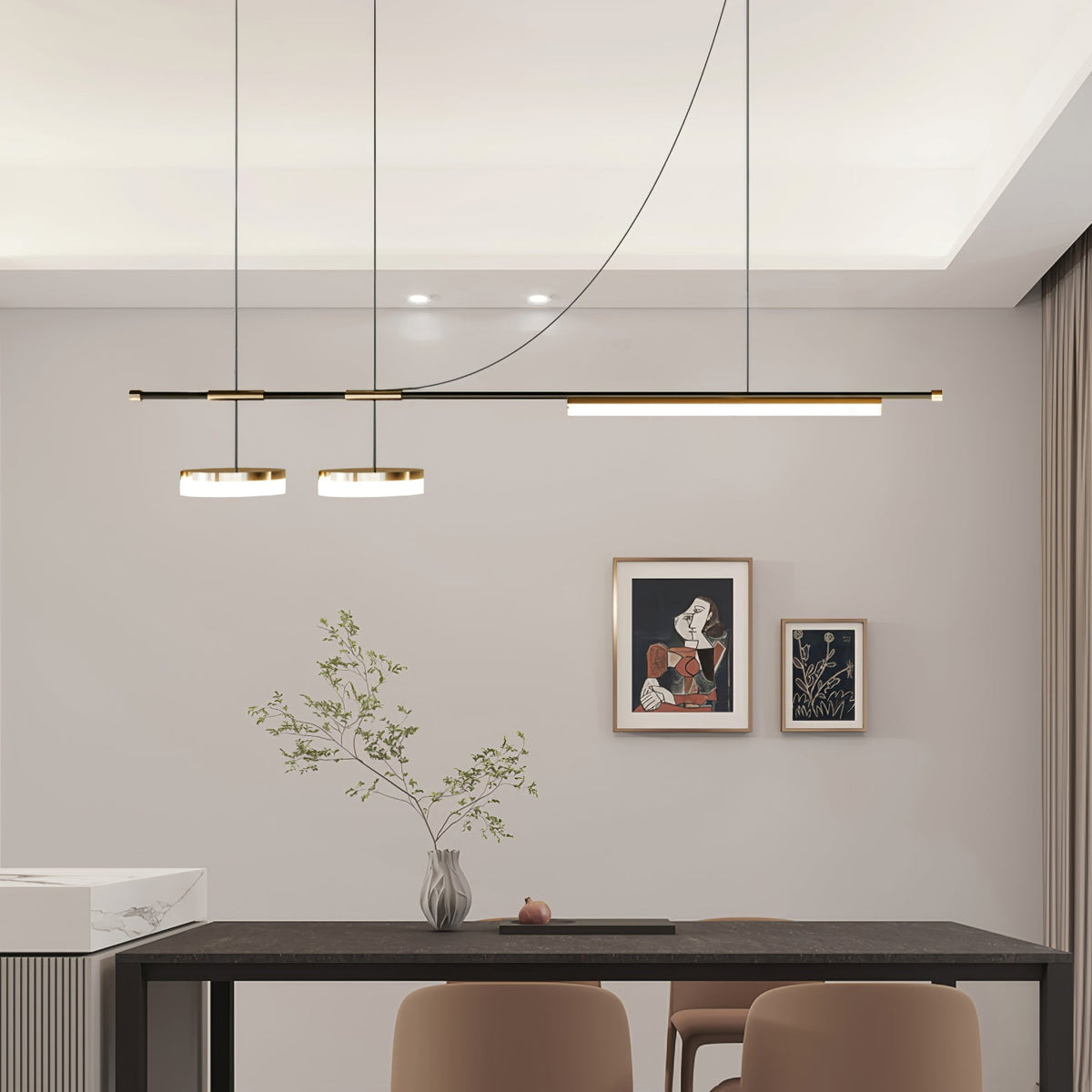 Arc Horizon Linear LED Island Pendant Light for Modern Interiors