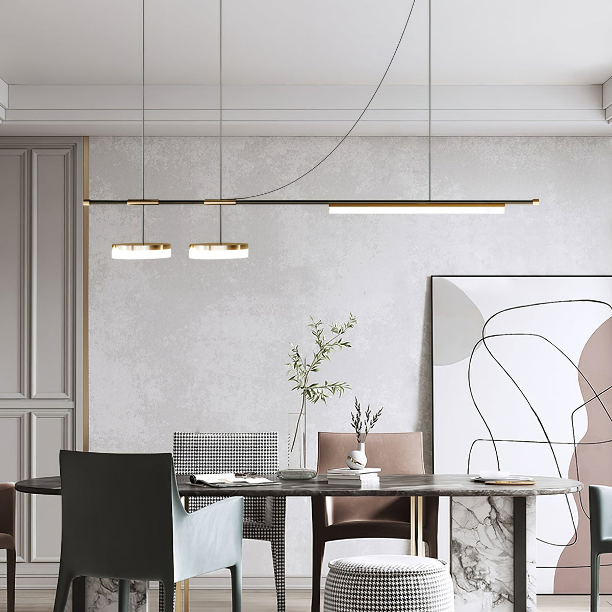 Arc Horizon Linear LED Island Pendant Light for Modern Interiors