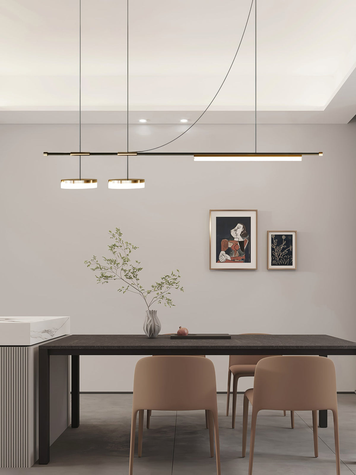 Arc Horizon Linear LED Island Pendant Light for Modern Interiors