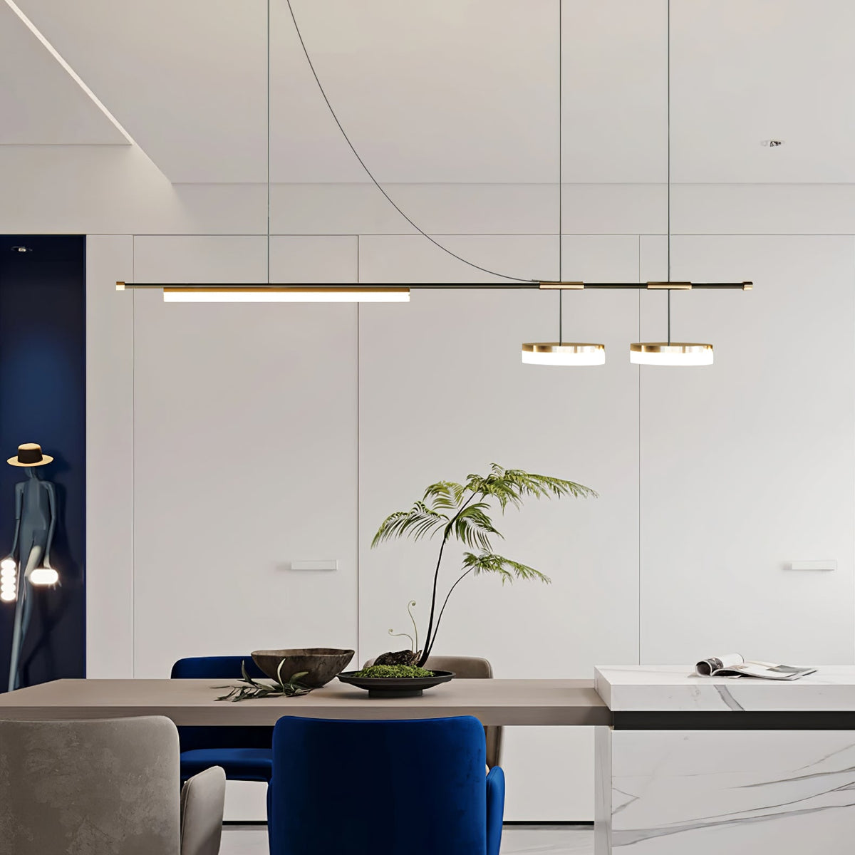 Arc Horizon Linear LED Island Pendant Light for Modern Interiors