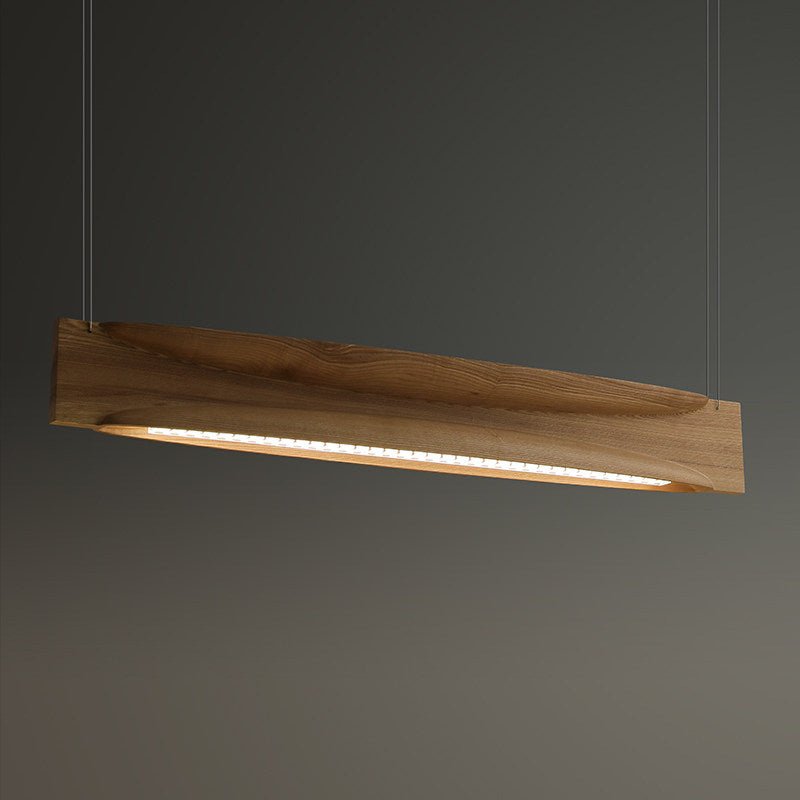 Arcadia Wave Linear Wood LED Pendant Light for Dining Room and Kitchen Island