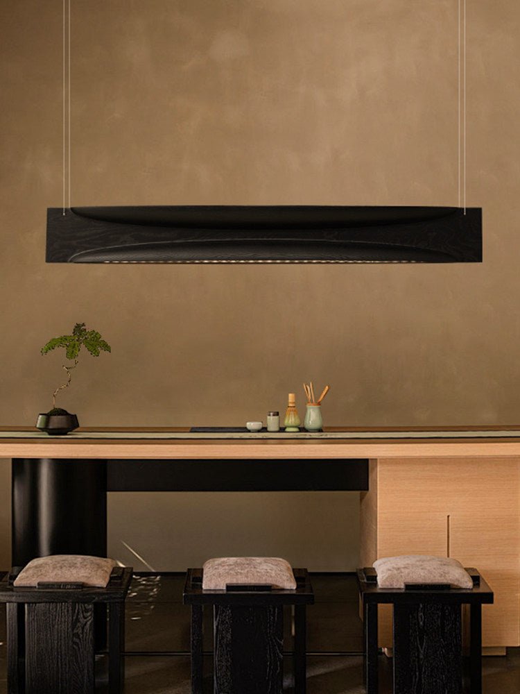Arcadia Wave Linear Wood LED Pendant Light for Dining Room and Kitchen Island