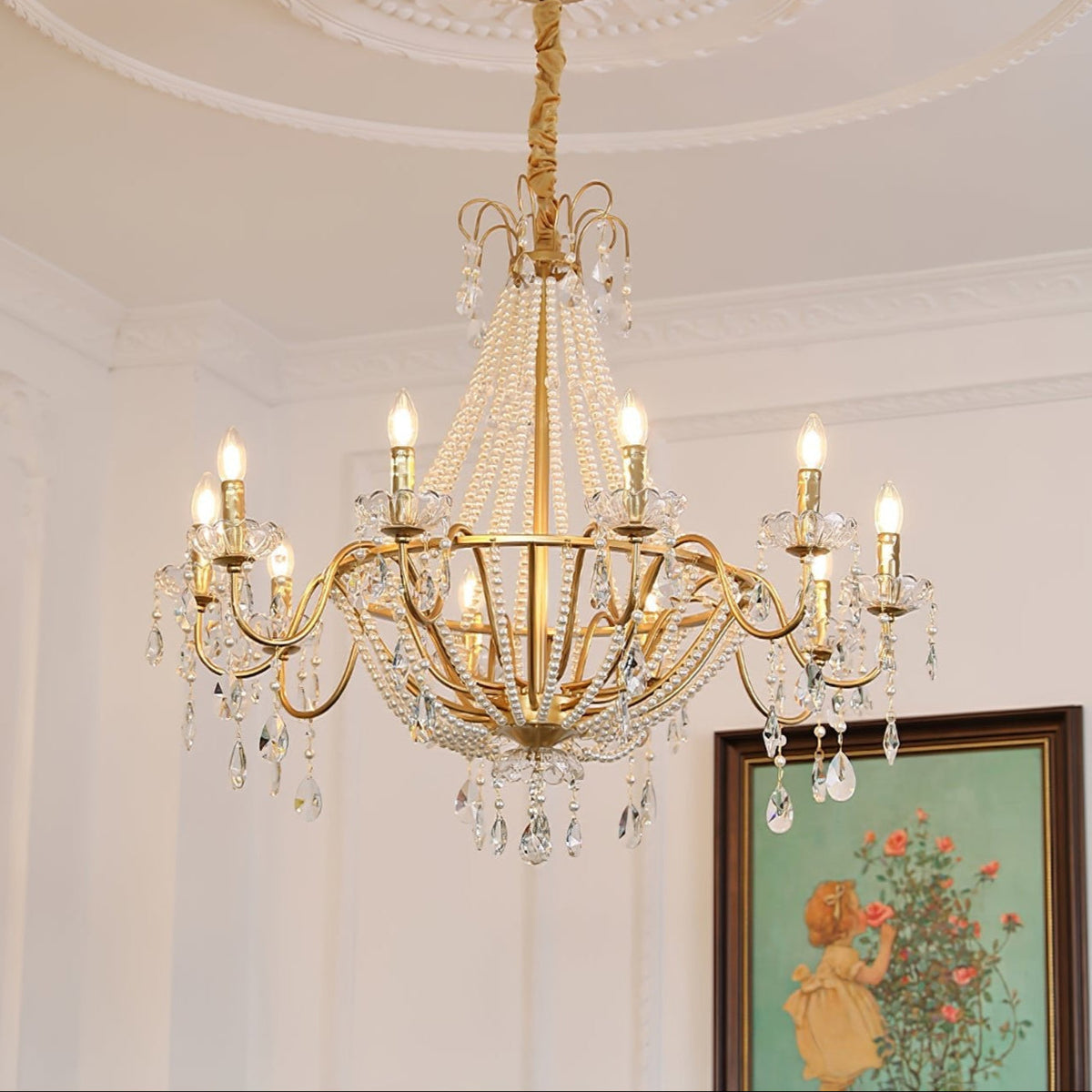 Arcadia Gold Crystal Chandelier – Modern Designer Ceiling Light for Elegant Interiors