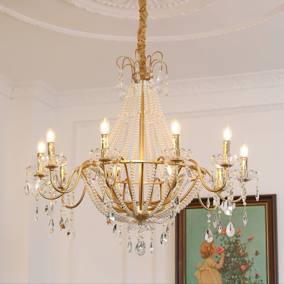 Arcadia Gold Crystal Chandelier – Modern Designer Ceiling Light for Elegant Interiors