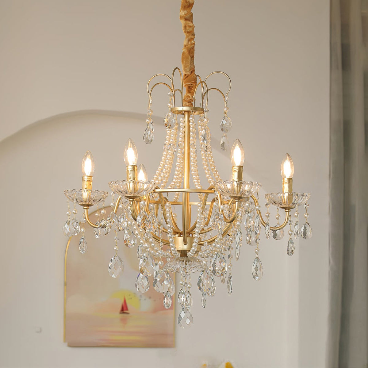 Arcadia Gold Crystal Chandelier – Modern Designer Ceiling Light for Elegant Interiors