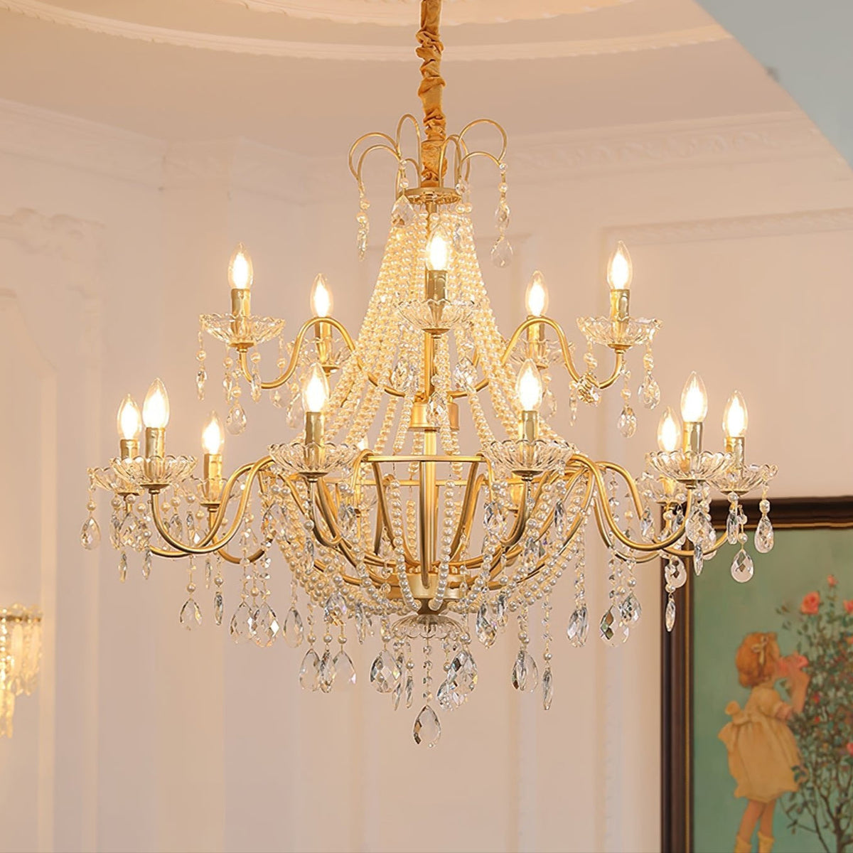 Arcadia Gold Crystal Chandelier – Modern Designer Ceiling Light for Elegant Interiors
