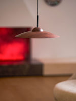 Arcadian Wood Grain Dome Pendant Light with Integrated LED