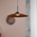 Arcadian Wood Grain Dome Pendant Light with Integrated LED