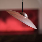 Arcadian Wood Grain Dome Pendant Light with Integrated LED